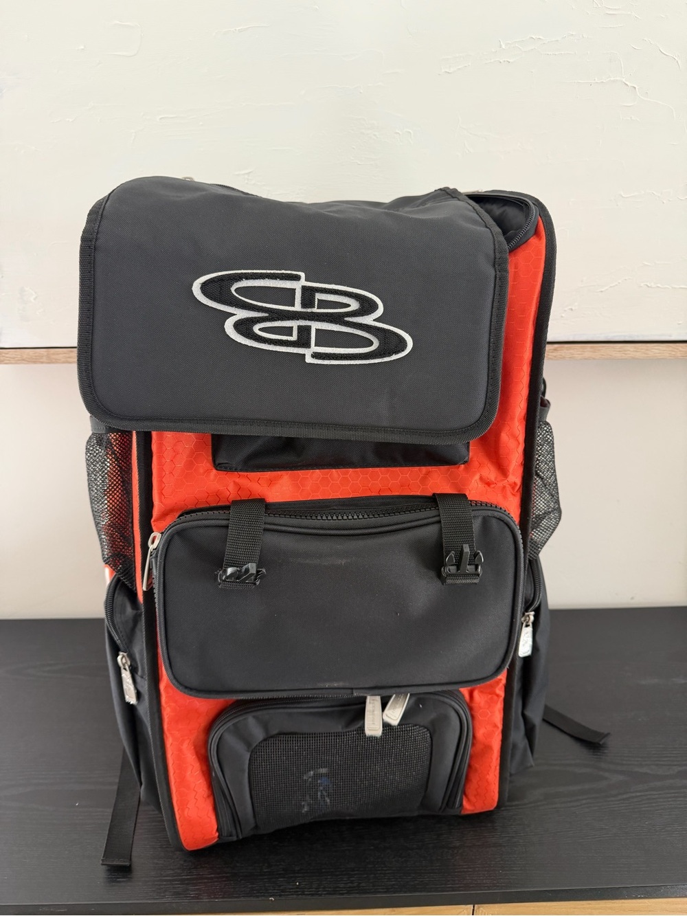 Boombah baseball Backpack orange and black
